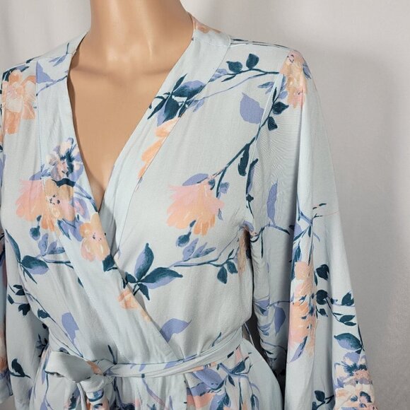 Yumi Kim Women's Dream Lover Bridal Light Blue Something Blue Floral Robe Size M - Picture 3 of 9